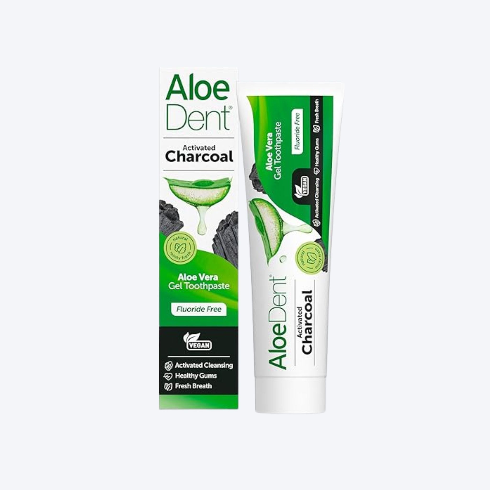 AloeDent Activated Charcoal Aloe Vera Gel Toothpaste Flouride Free