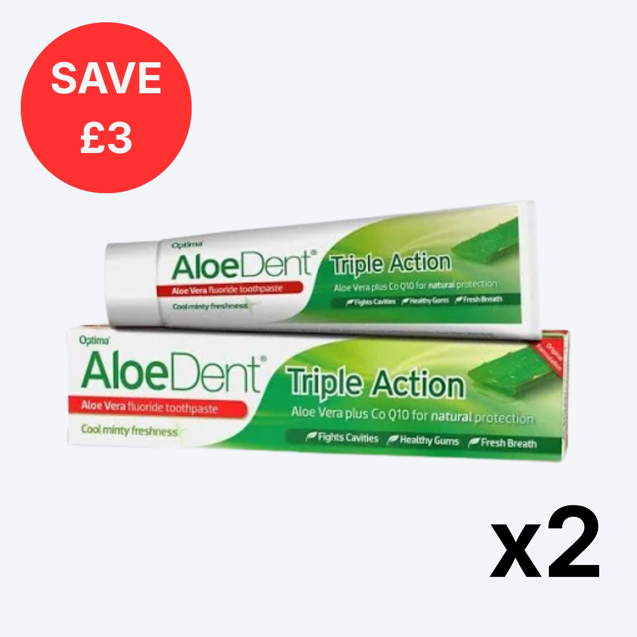 AloeDent Triple Action Aloe Vera Gel Toothpaste Twin Pack
