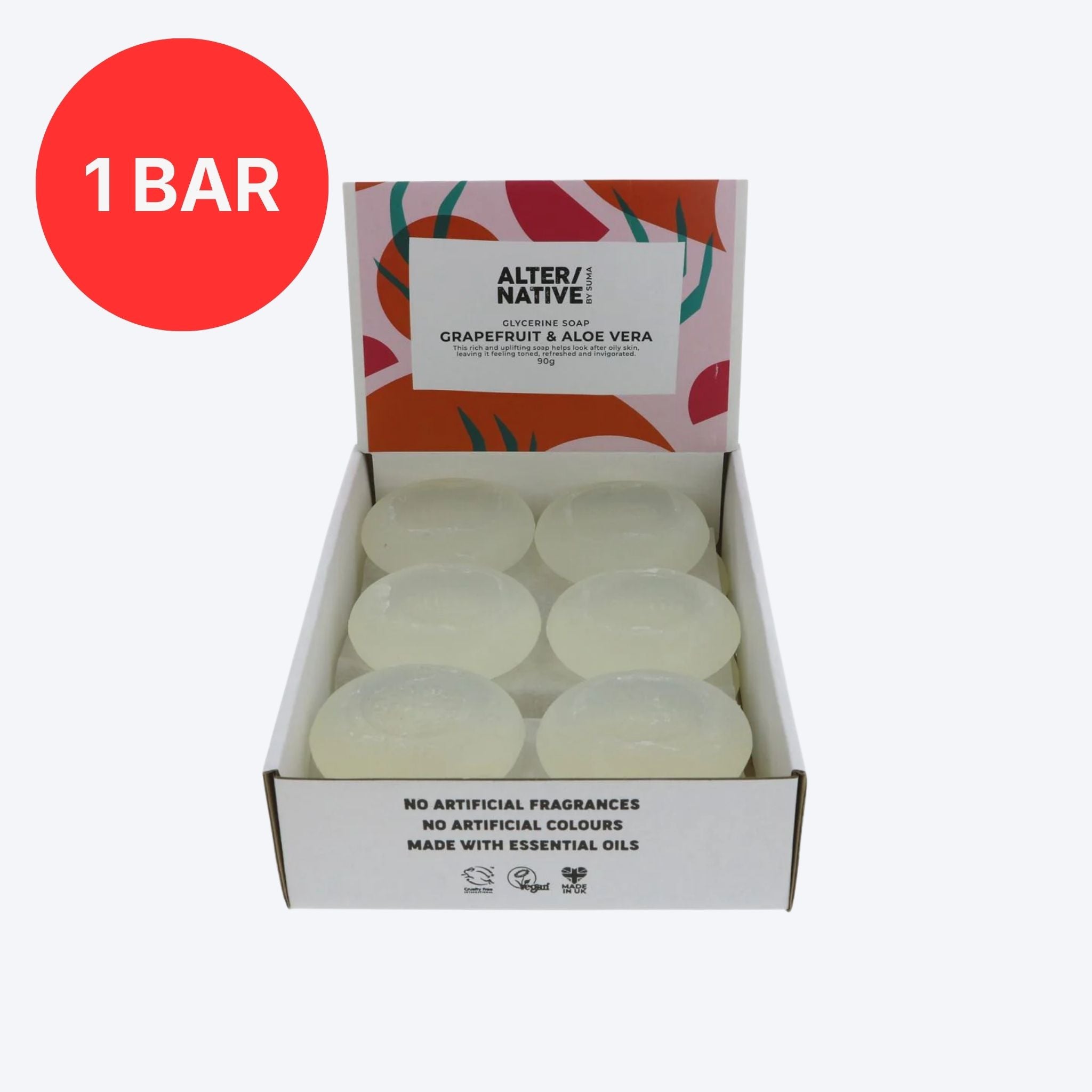 Alter / Native By Suma Handmade Grapefruit & Aloe Vera Oval Soap Bar 90g