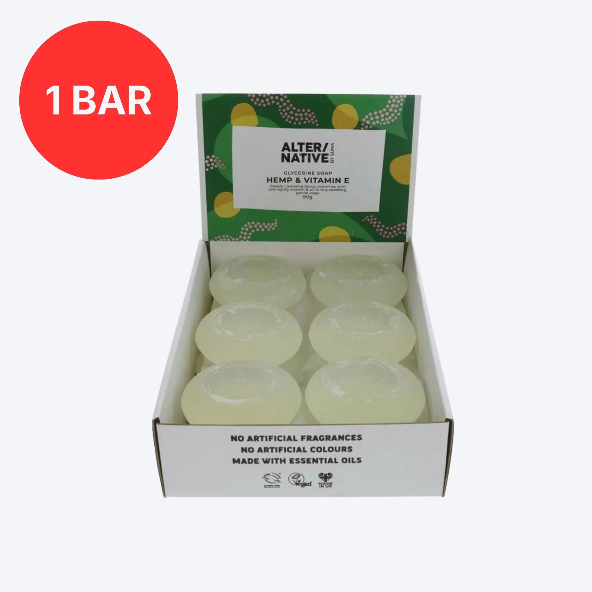 Alter / Native By Suma Handmade Hemp & Vitamin E Oval Soap Bar 90g