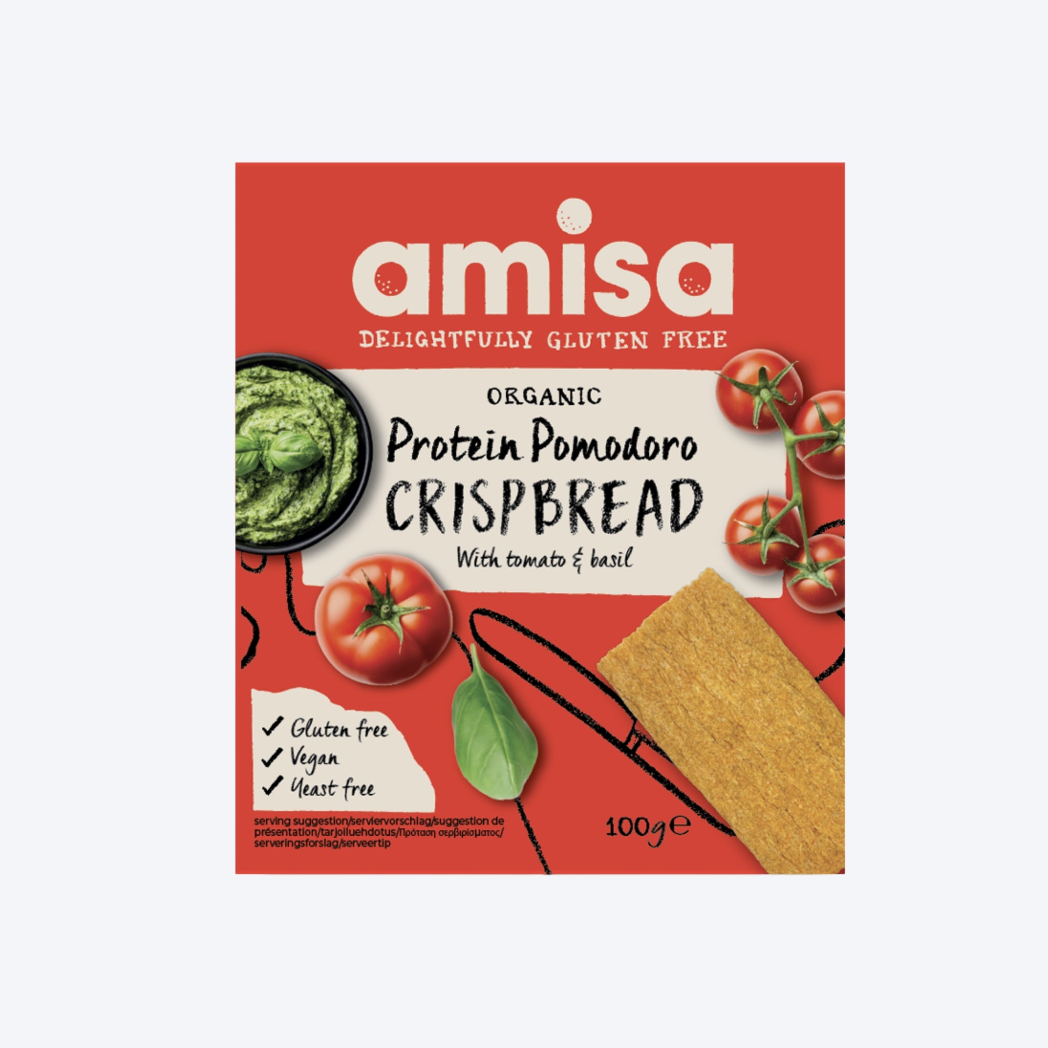 Amisa Organic Protein Pomodoro Crispbread 100g
