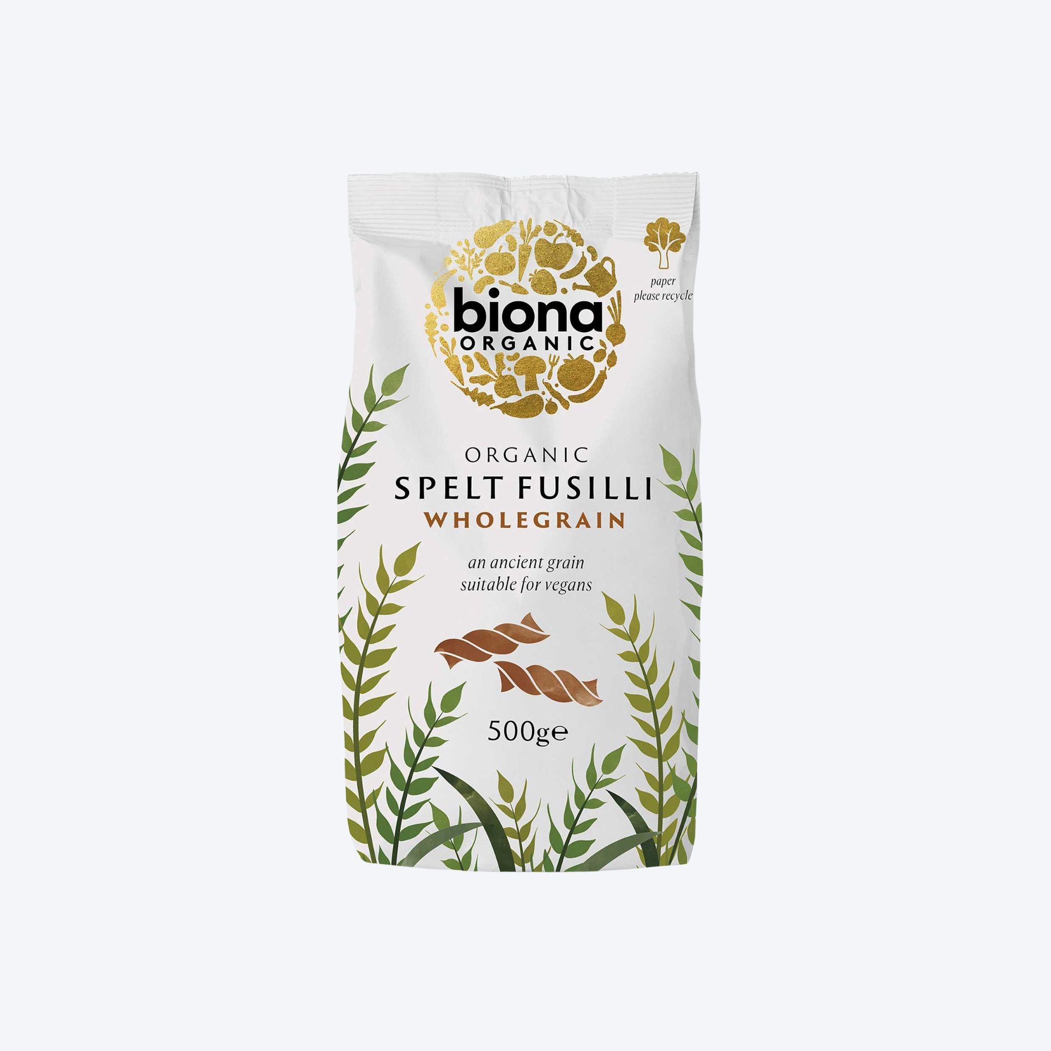 Biona Spelt Fusilli 500g Pasta (Organic Wholegrain)