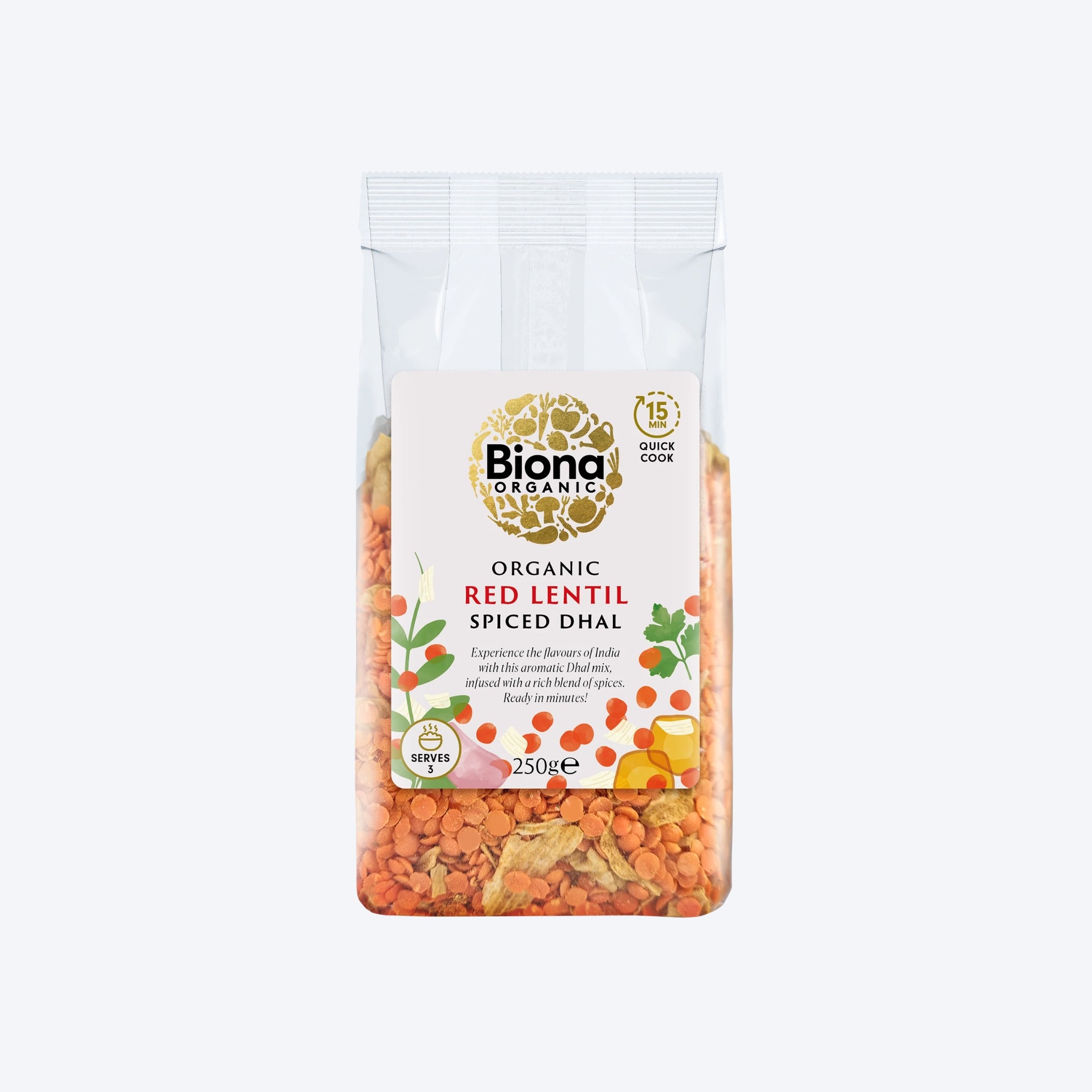 Biona Organic Red Lentil Spiced Dhal 250g