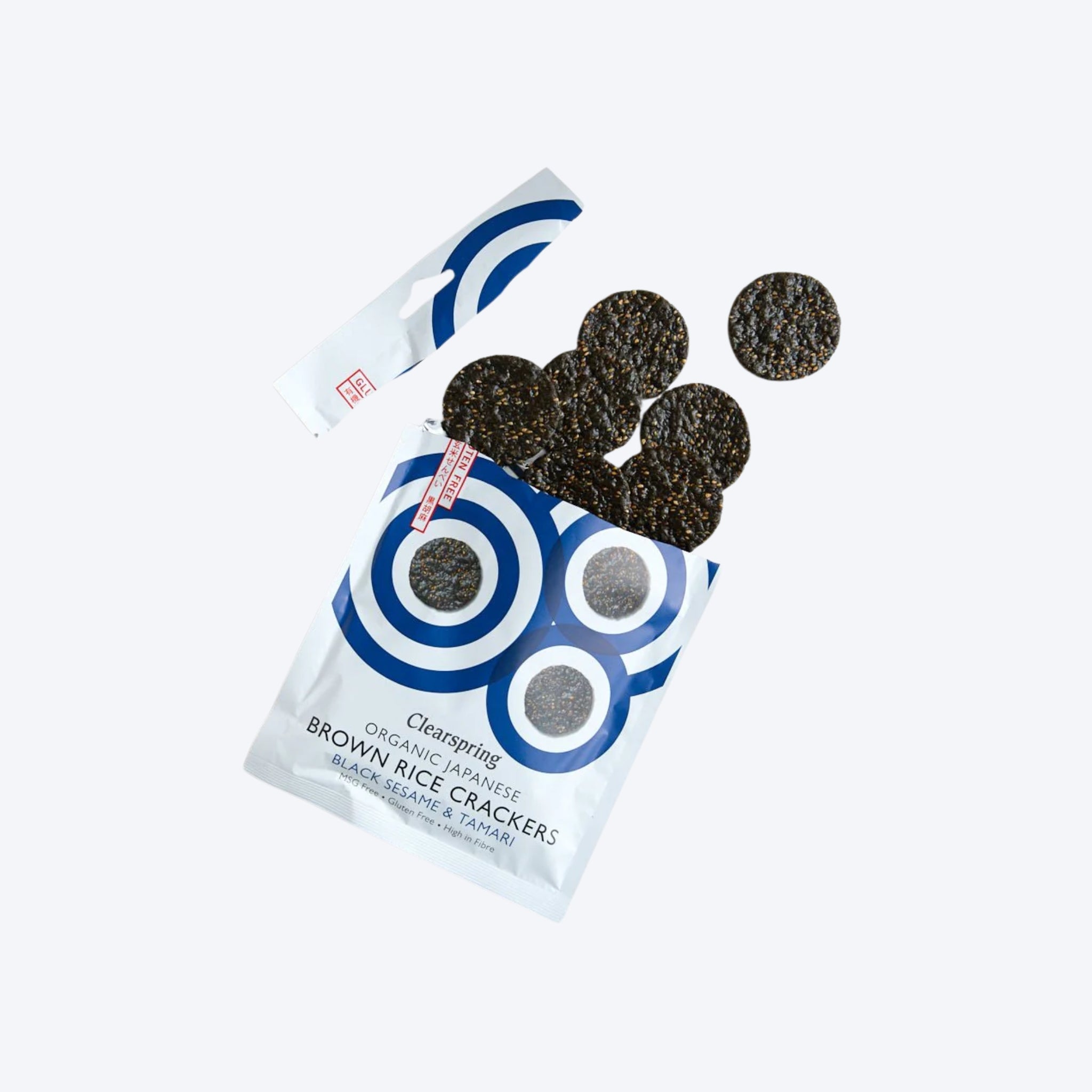 Clearspring Organic Japanese Brown Rice Crackers - Black Sesame & Tamari 40g