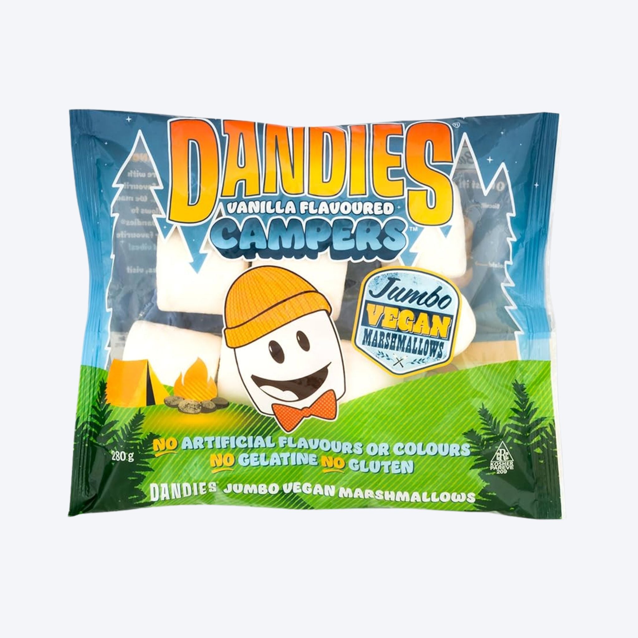 Dandies Vanilla Flavoured Campers Jumbo Marshmallows 280g