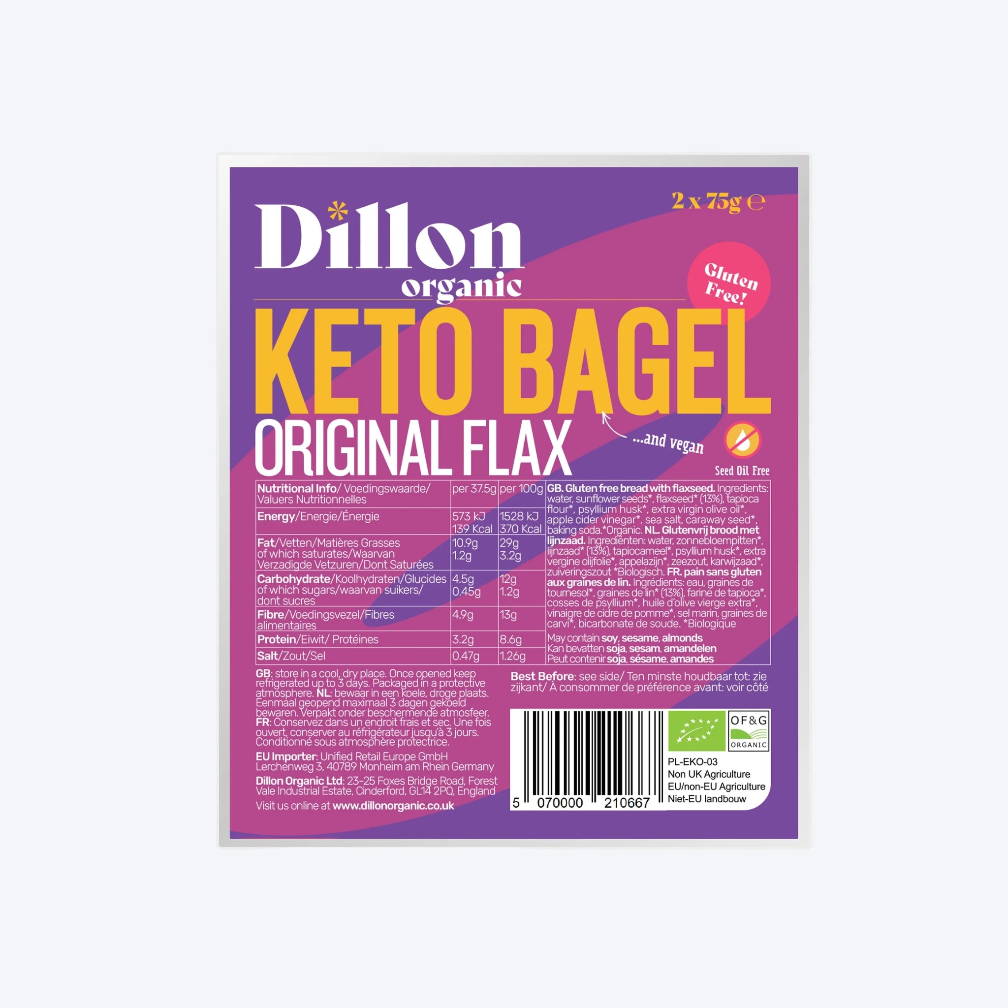 Dillon Organic Keto Bagels Original Flax