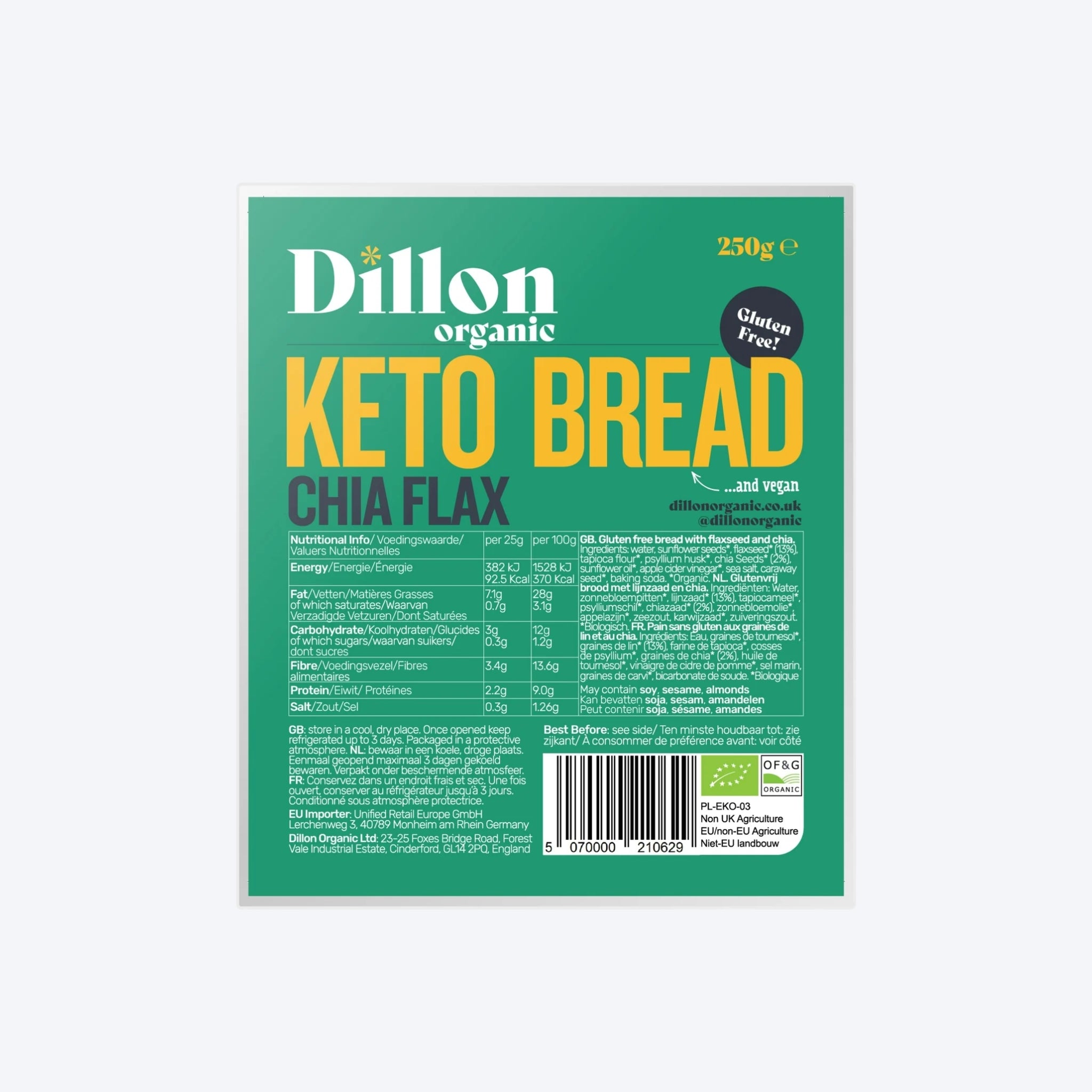 Dillon Organic Keto Chia Flax Bread 250g
