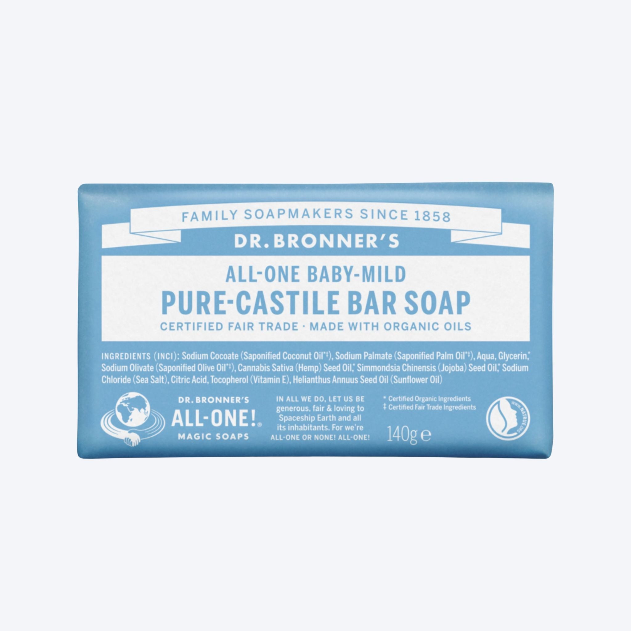 Dr.Bronner's All-In-One-Baby-Mild Pure Castile Soap Bar 140g