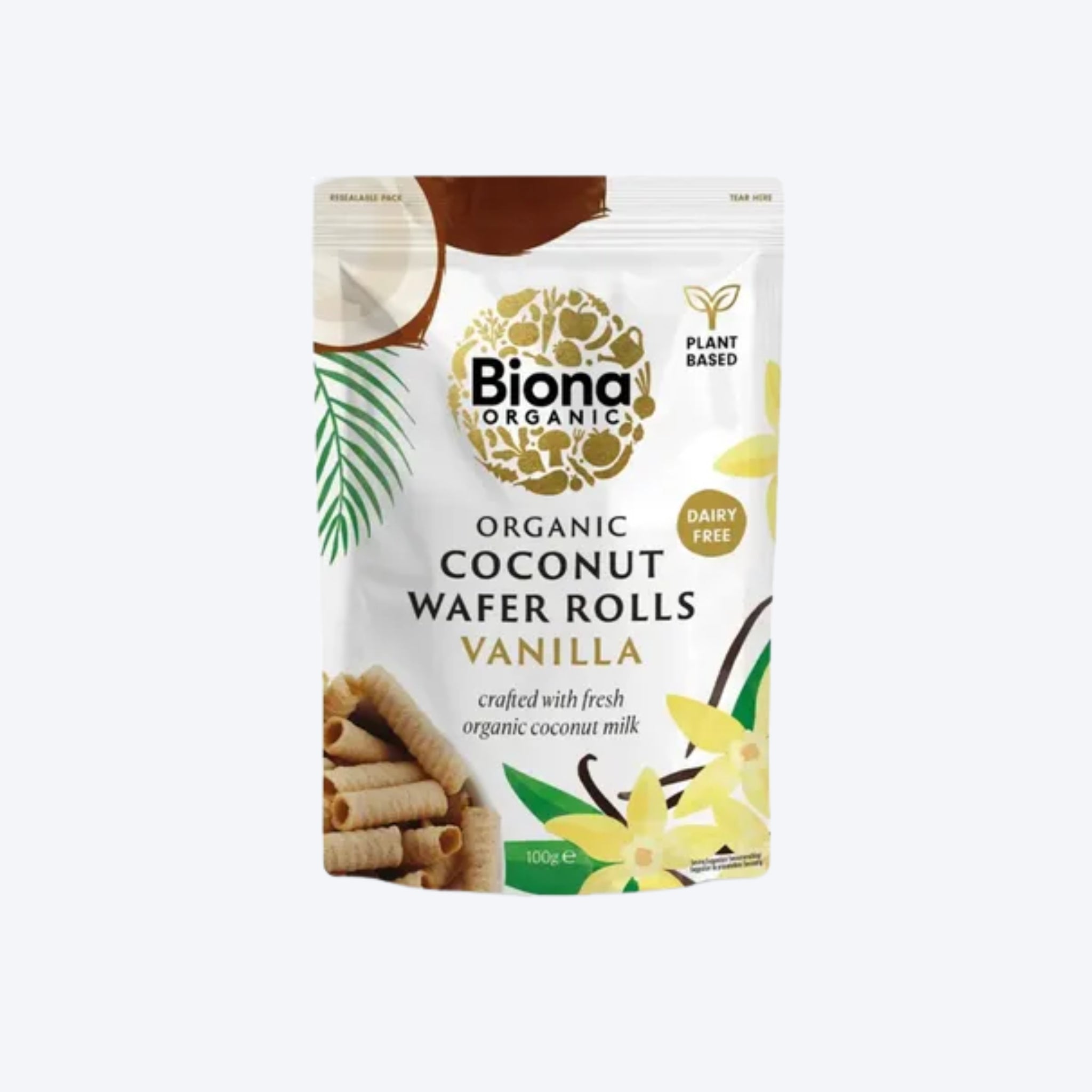 Biona Organic Coconut Wafer Rolls Vanilla Flabvour