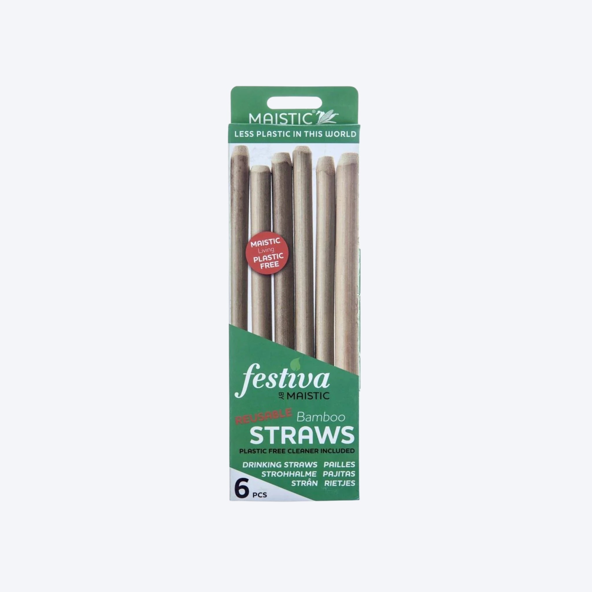 Festiva Bamboo Reusable Drinking Straws x6