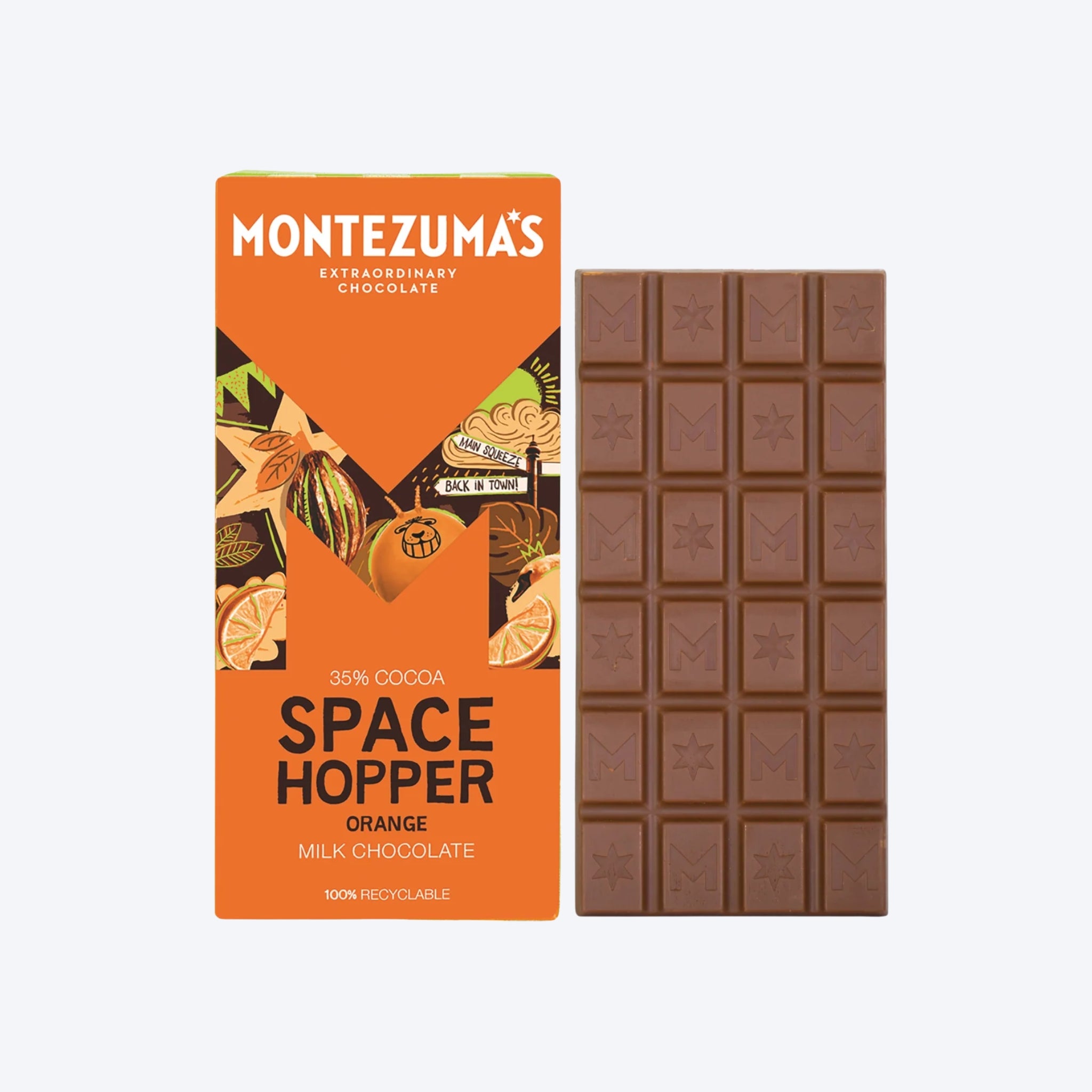 Montezuma's 35% Cocoa Space Hopper Orange Milk Chocolate 90g