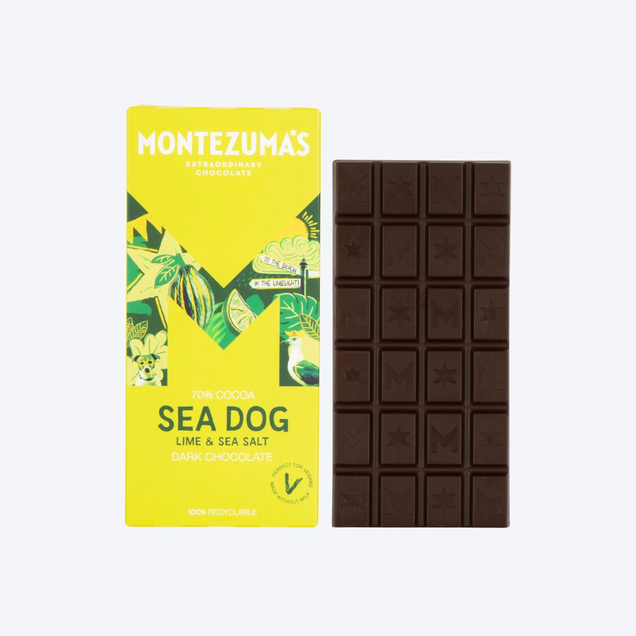 Montezuma's Sea Dog Lime & Sea Salt 70% Dark Chocolate 90g