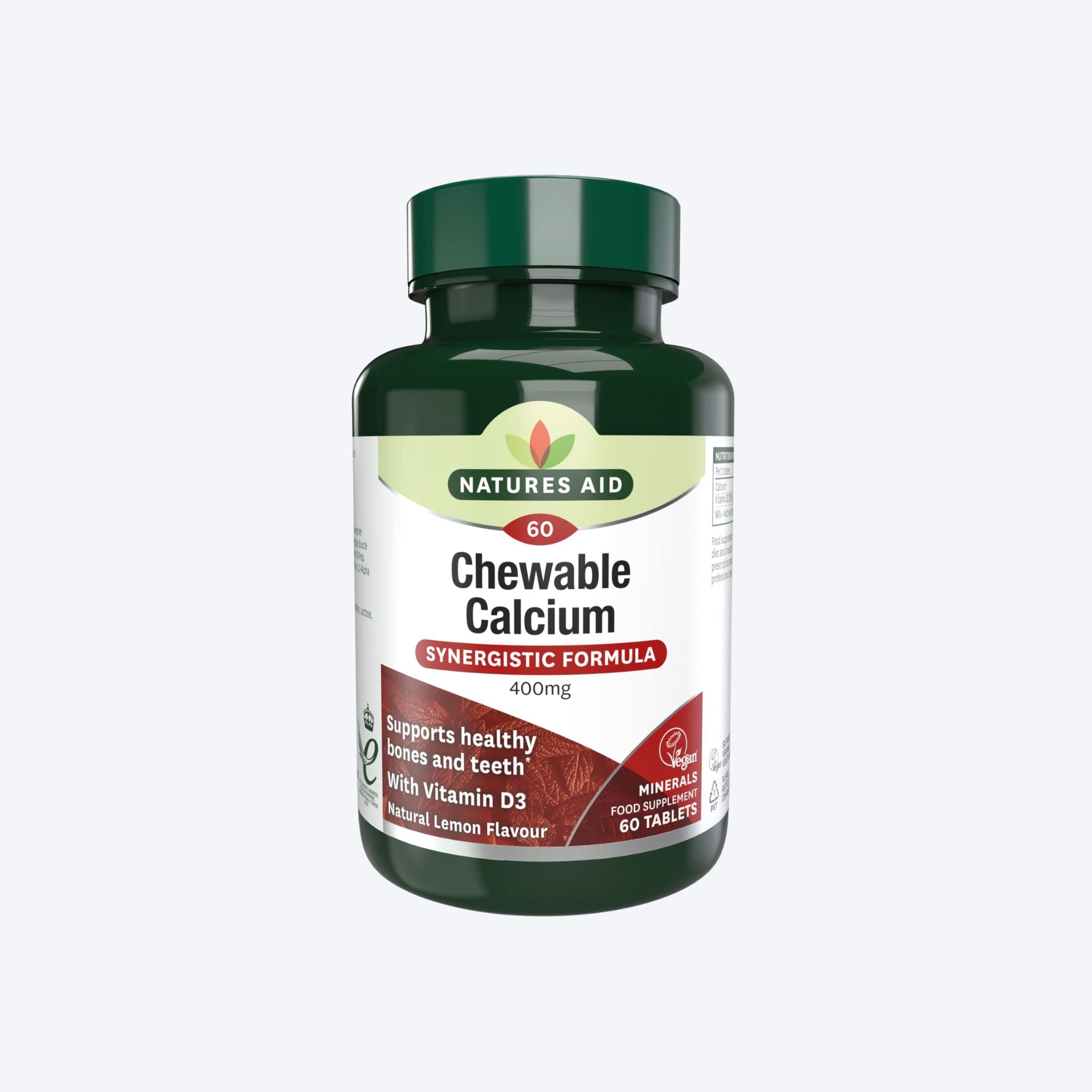 Natures Aid Chewable Calcium 400mg 60x