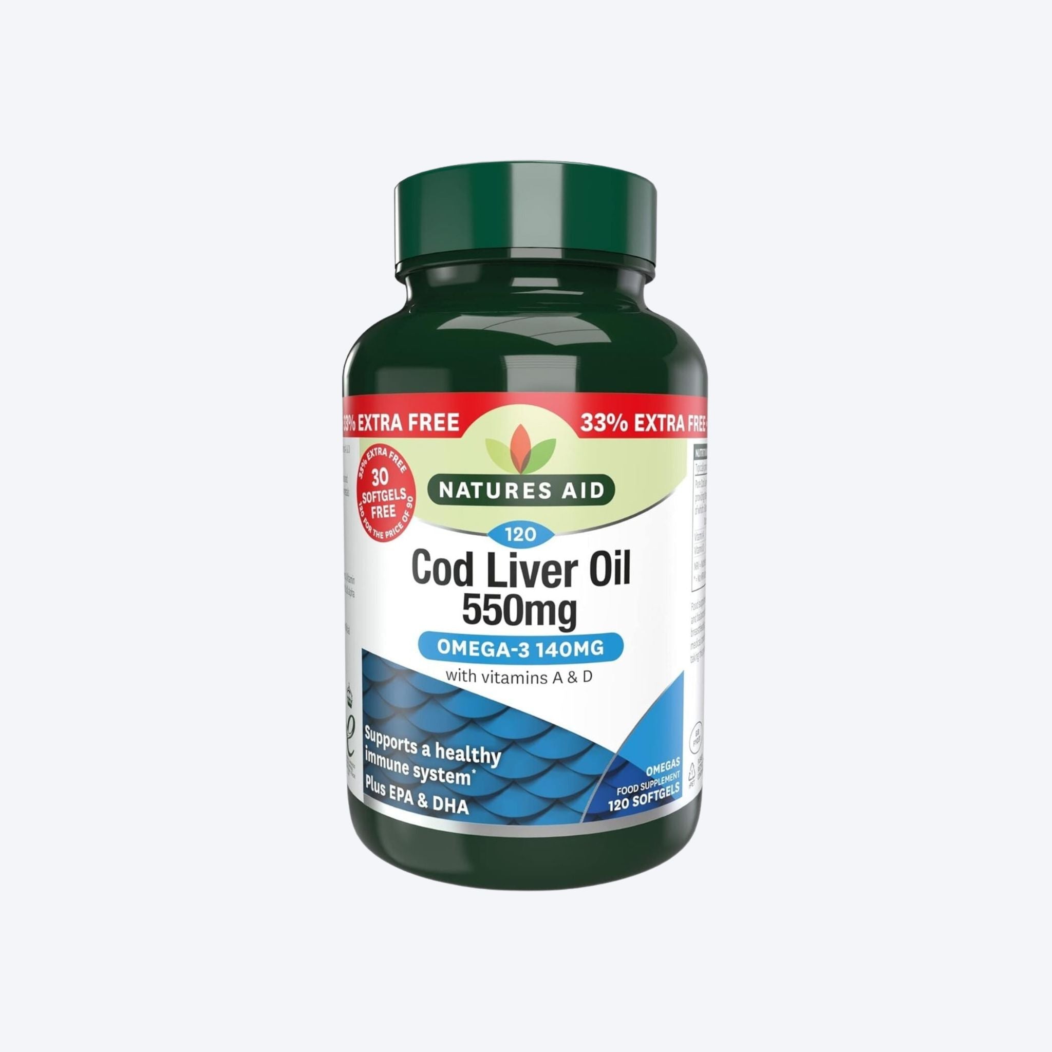 Natures Aid Cod Liver Oil 550mg x120 Softgels