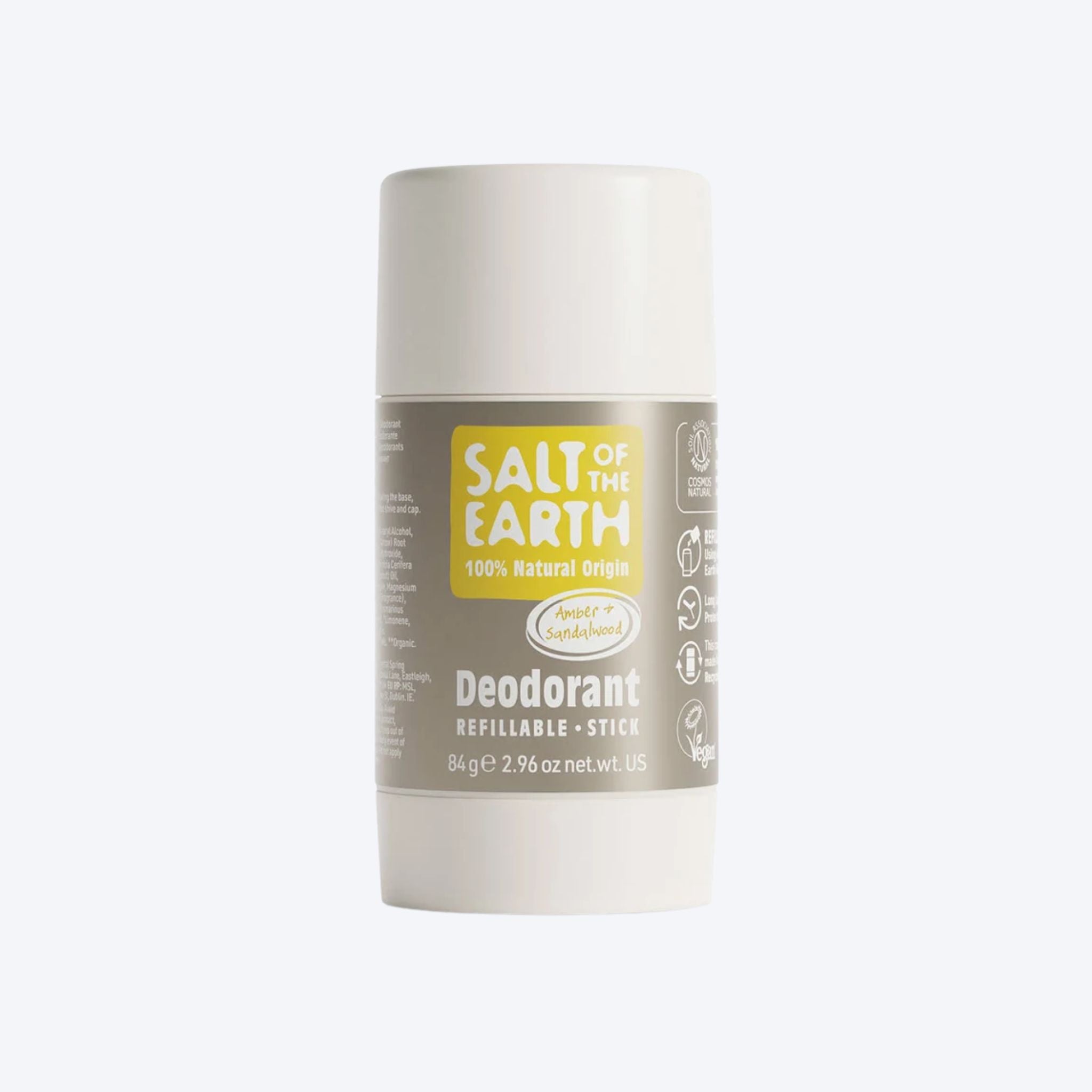 Salt Of The Earth Refillable Stick Deodorant Amber + Sandalwood 84g