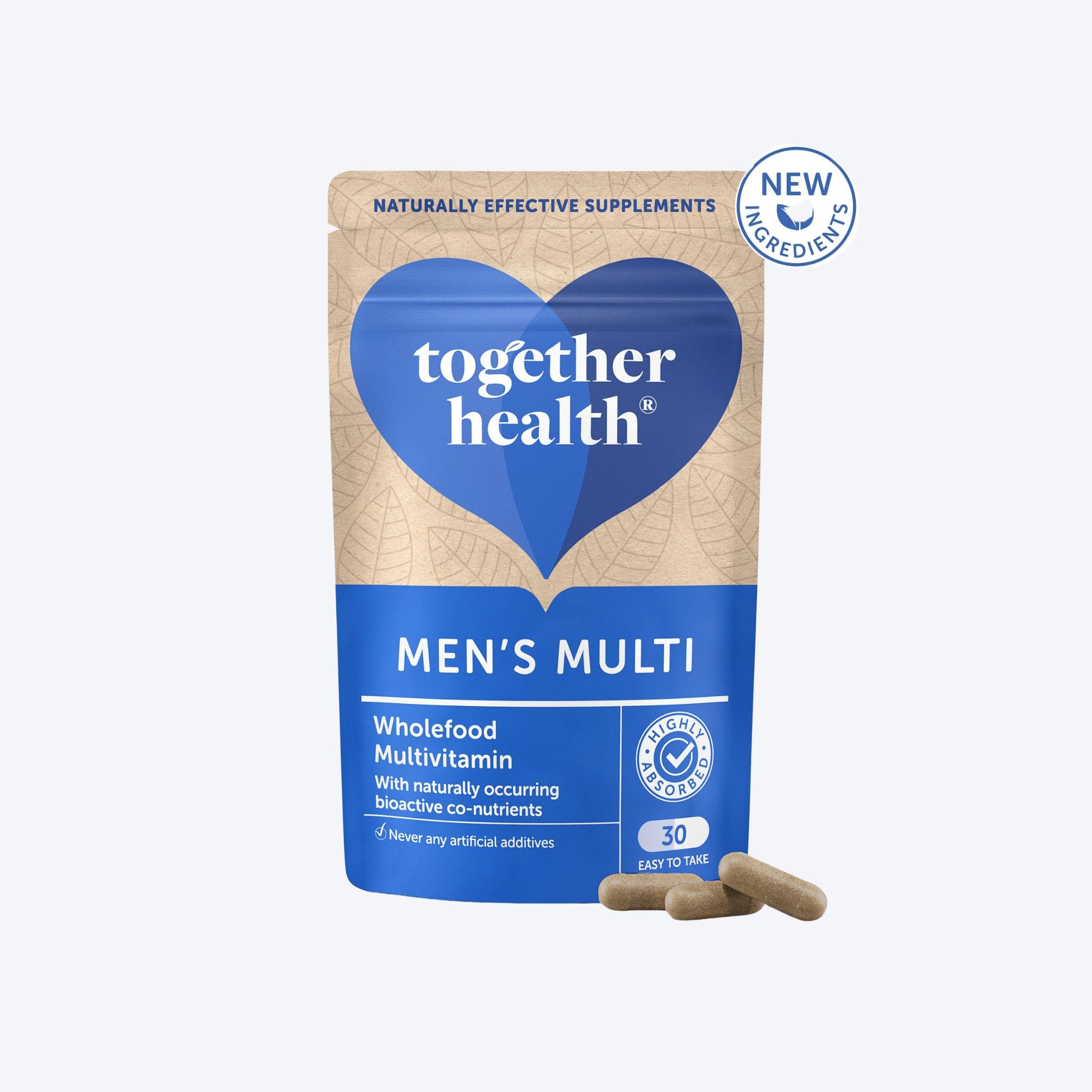 Together Men's Multi Vitamin & Mineral Whole Food Supplement- 30 Vegecaps