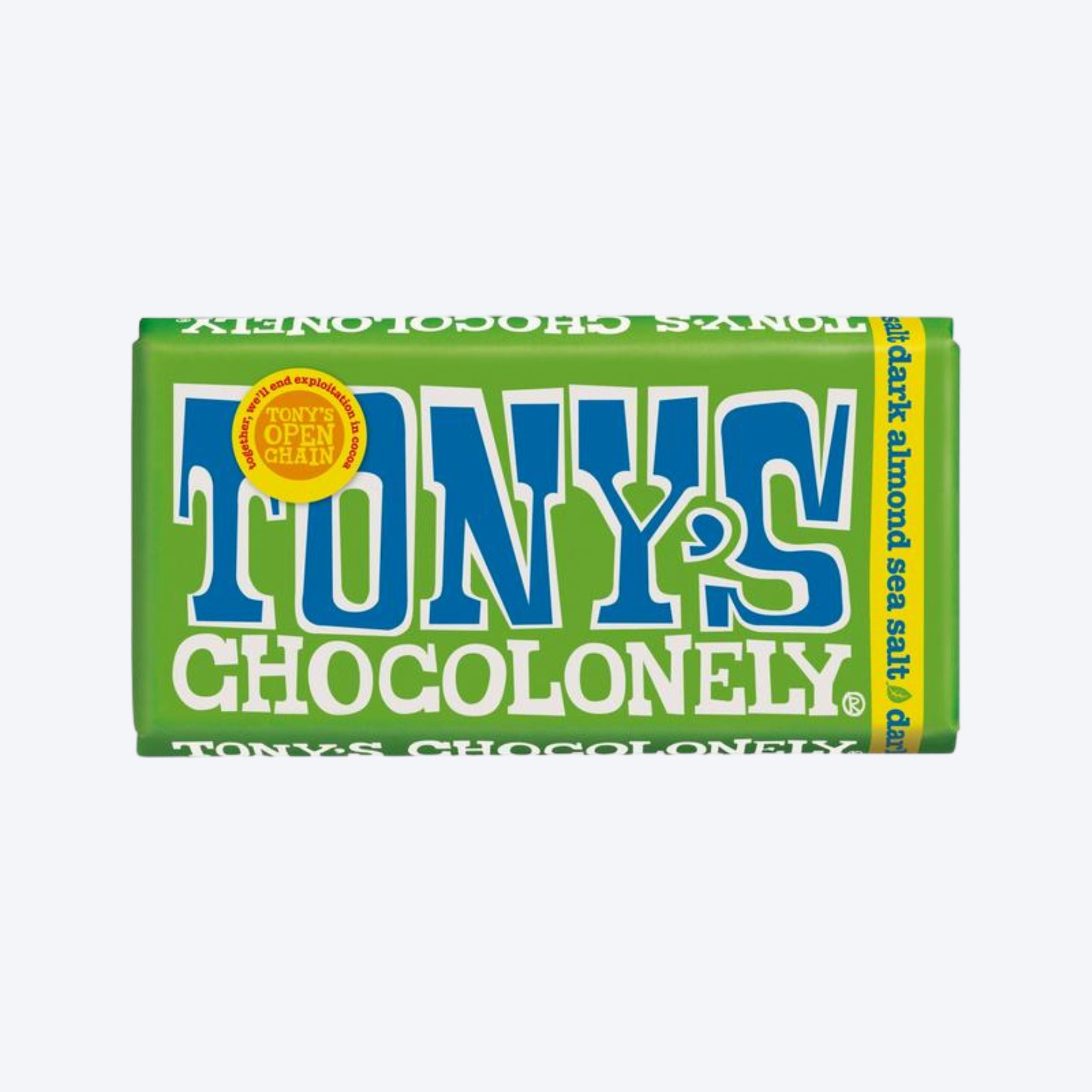 Tony's Chocolonely Dark Choc Almond Sea Salt 180g Bar