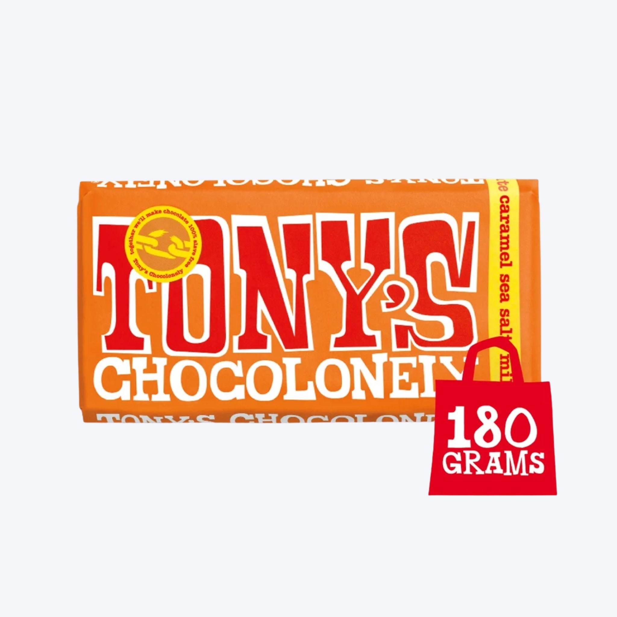 Tony's Chocolonely Milk Choc Caramel Sea Salt 180g Bar