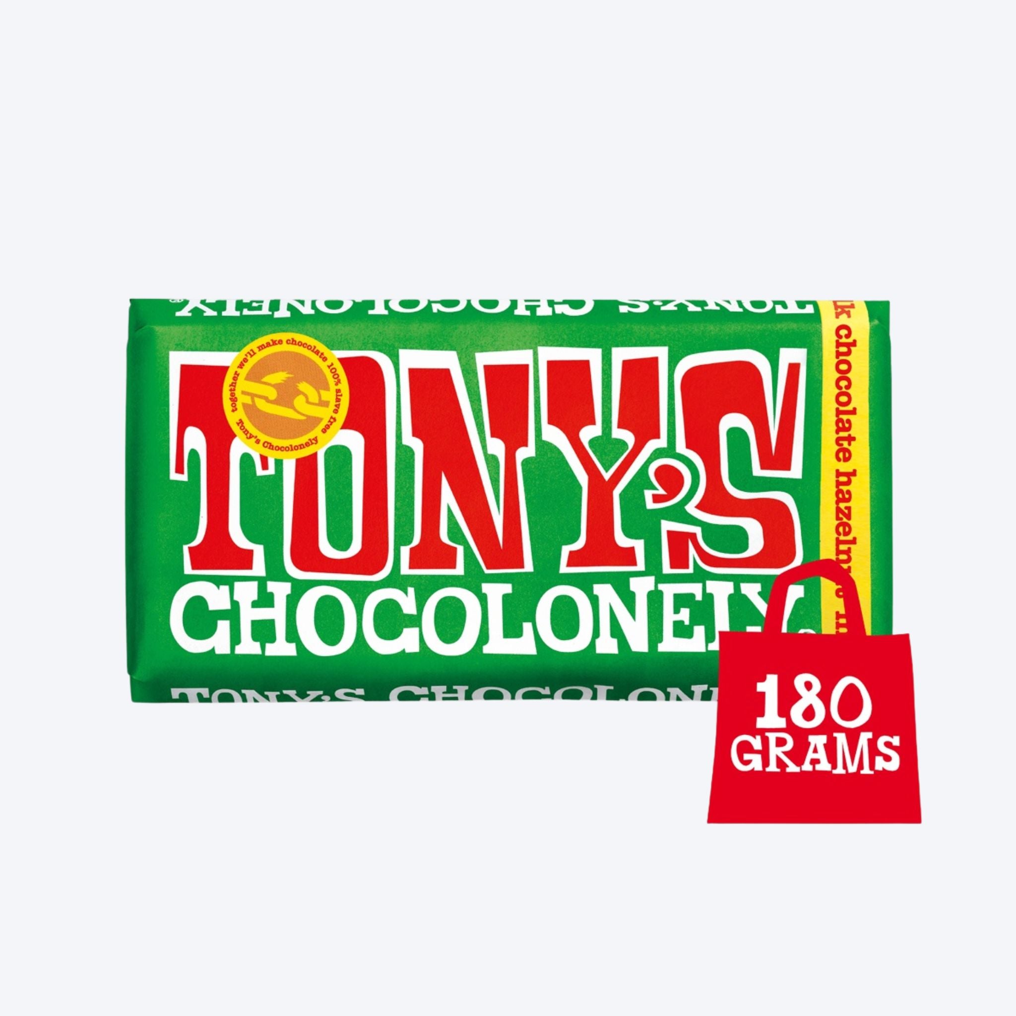 Tony's Chocolonely Milk Choc Hazelnut 180g Bar