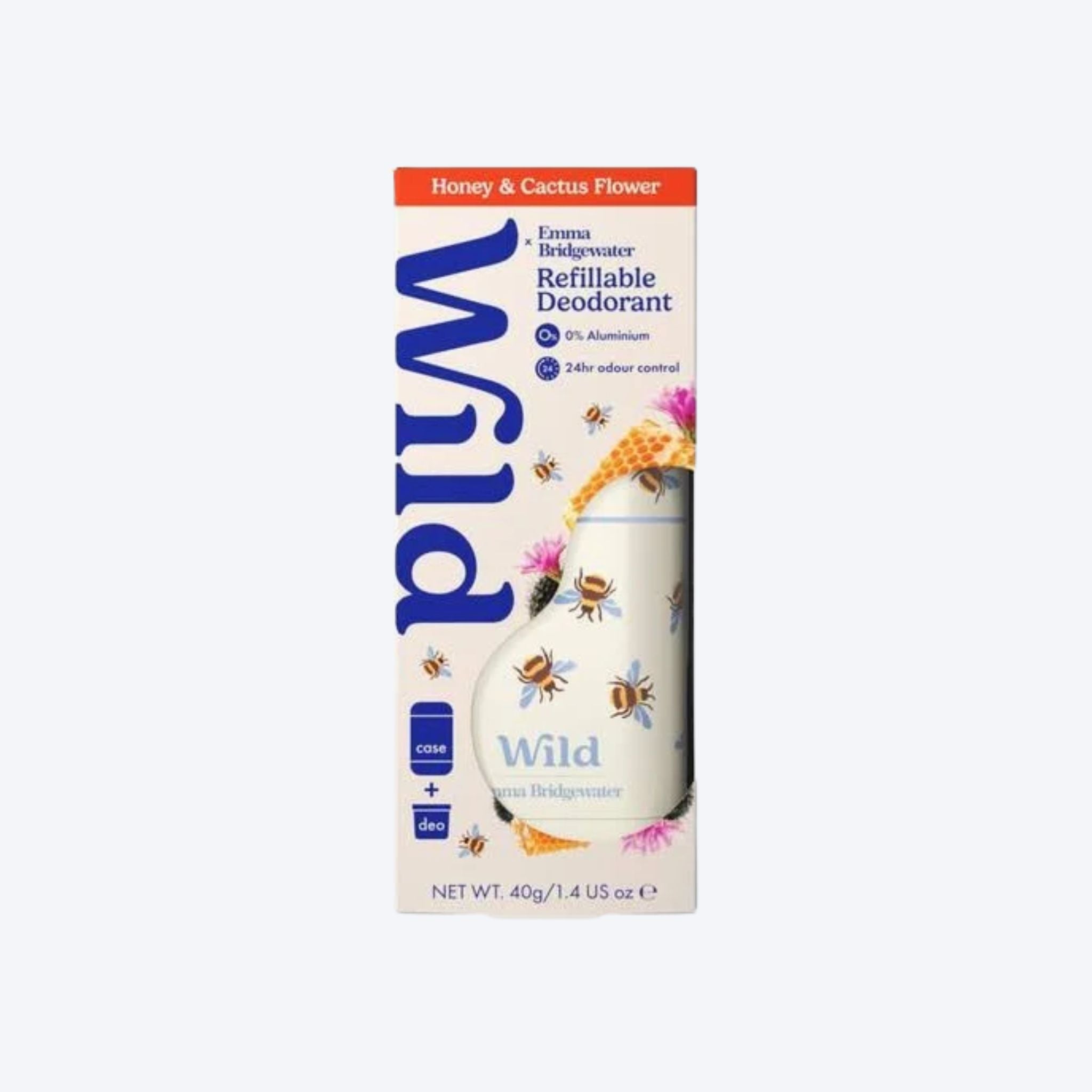 Wild X Emma Bridgewater Refillable Natural Deodorant Honey & Cactus Flower + Bumble Bee Case