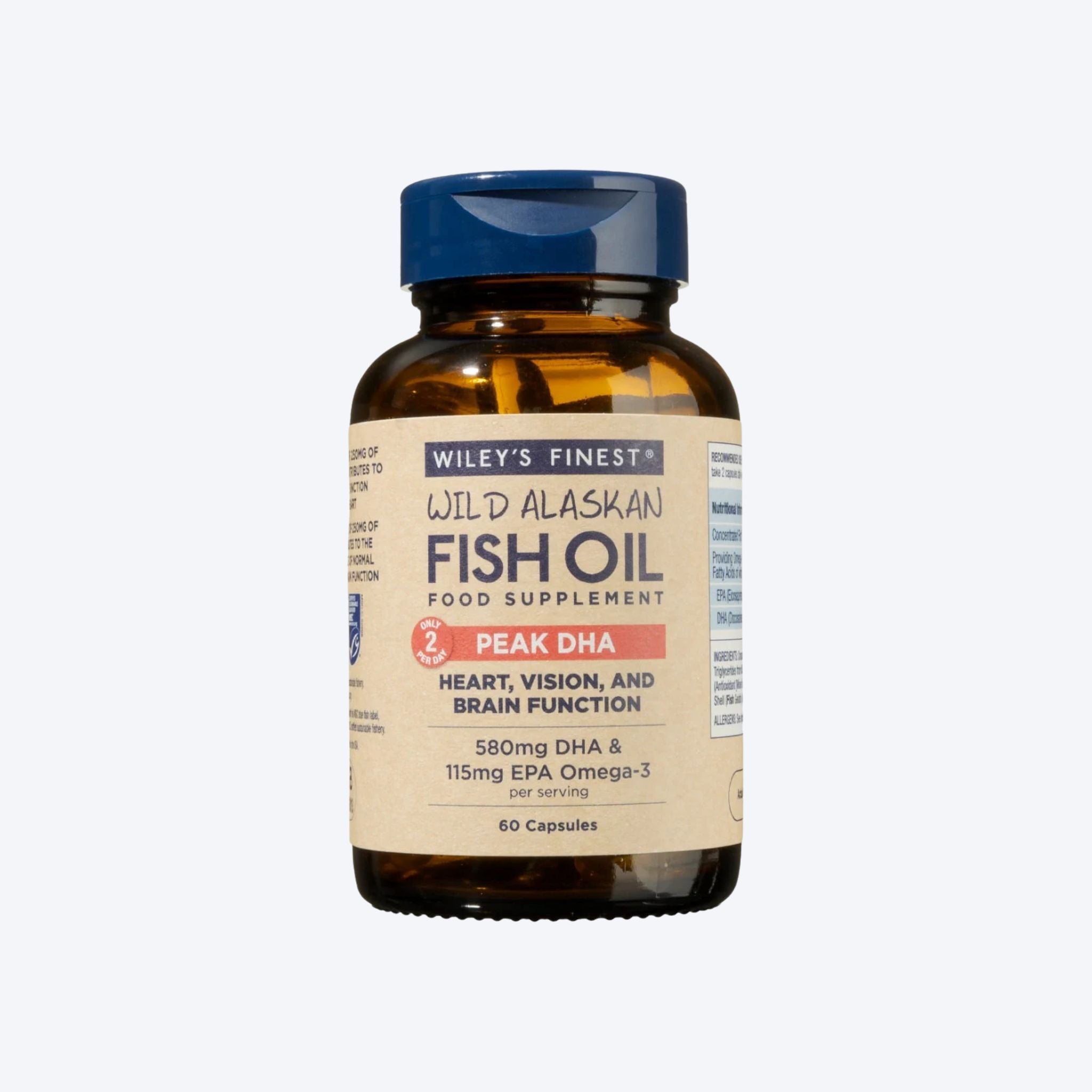 Wiley's Finest Wild Alaskan Fish Oil Peak DHA x60 Softgels