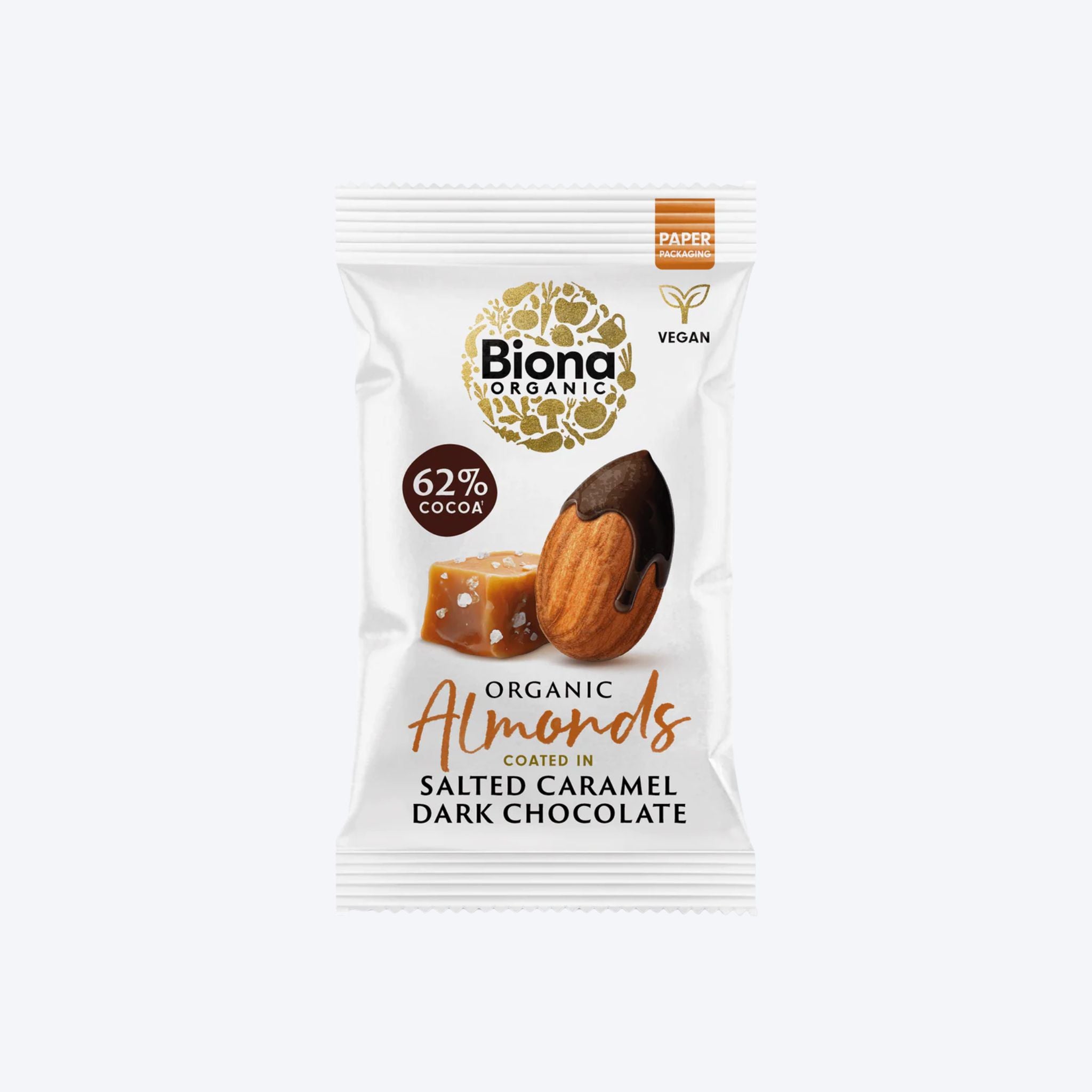 Biona Organic Salted Caramel Dark Chocolate Coated Almonds - 30g