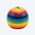 Fairtrade Hand Painted Rainbow Stripe Round Money Box