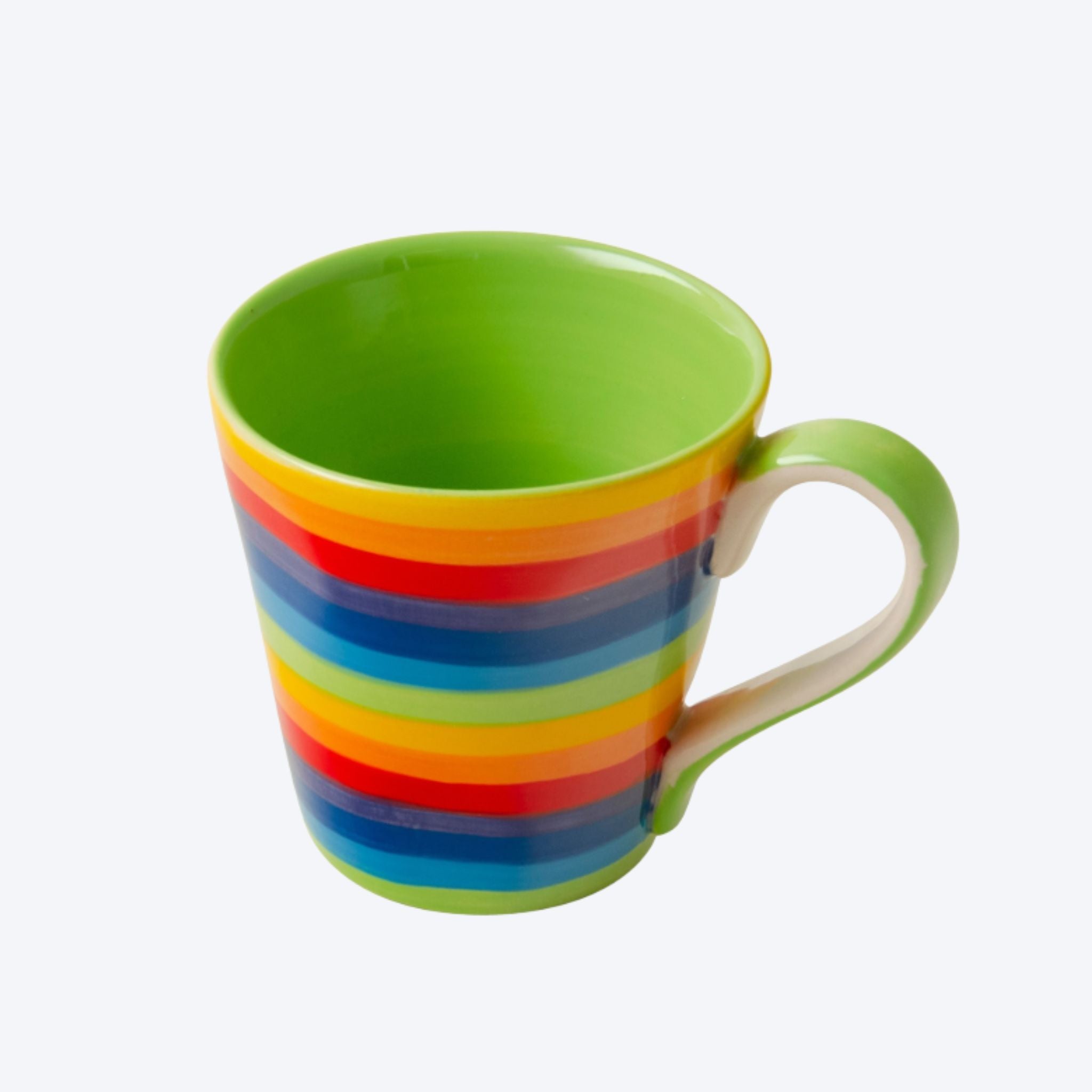 Fairtrade Hand painted rainbow stripe mug