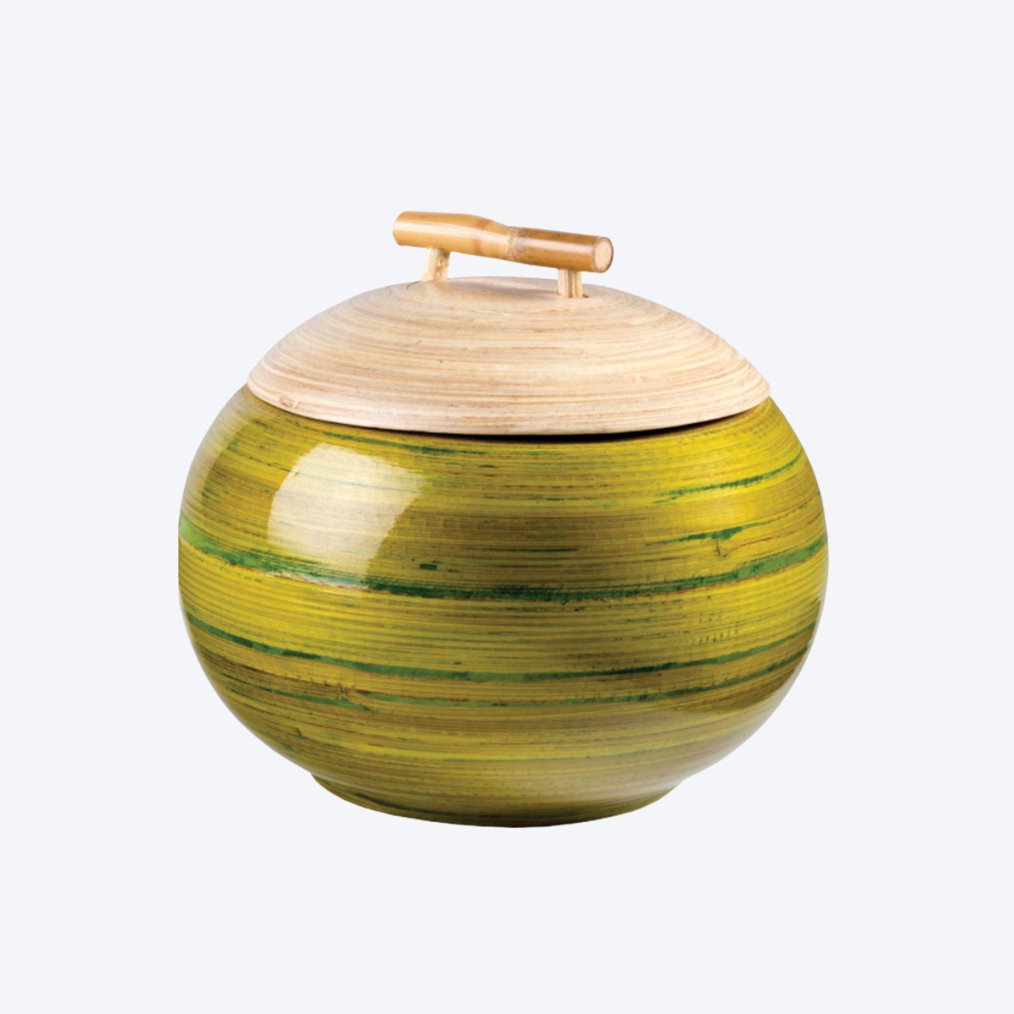 Fairtrade Lacquer Spun Bamboo Round Pot - Yellow
