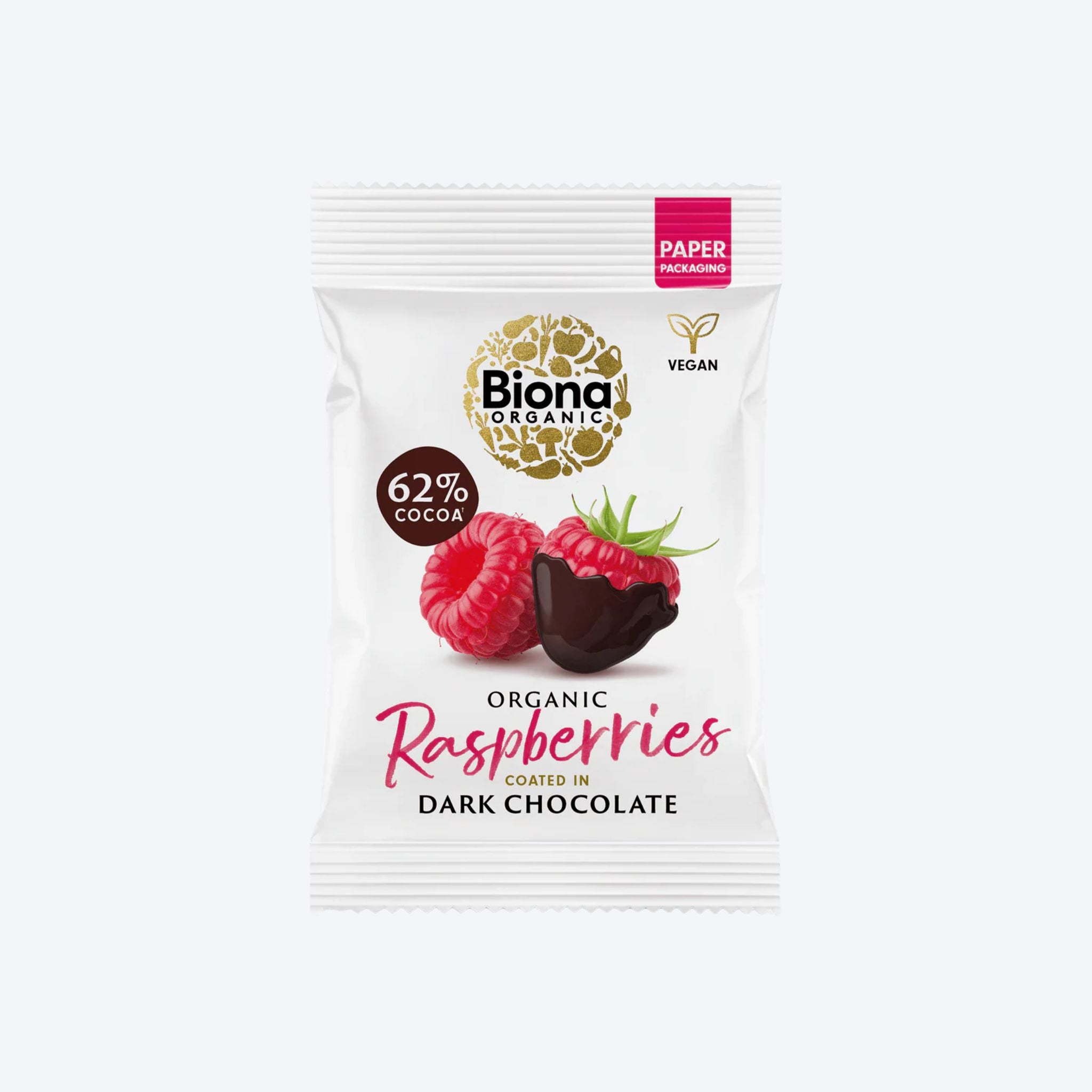 Biona Organic Dark Chocolate Coated Raspberries - 45g