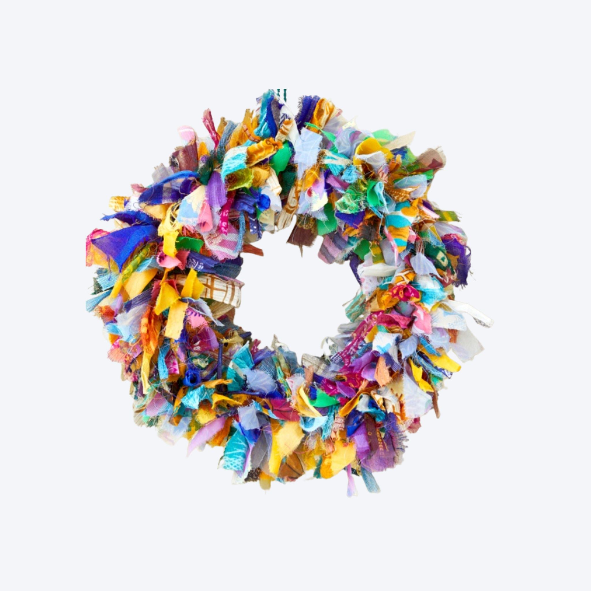 Fair Trade Recycled Multicoloured Sari Wreath