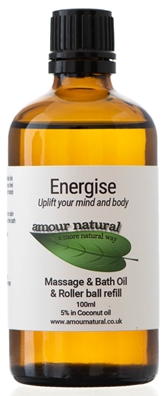 Amour Natural Energise Body and Bath Rollerball Refill Oil 100ml