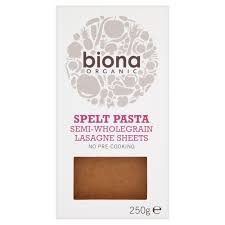 Biona Organic Spelt Pasta Semi-Wholegrain Lasagne Sheets 250g