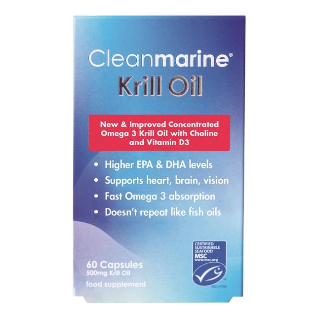 Blue Clean Marine Krill Oil Supplement 60 Caps