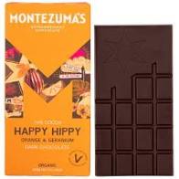 Montezuma's Happy Hippy Orange & Geranium Dark Chocolate 74%    90g