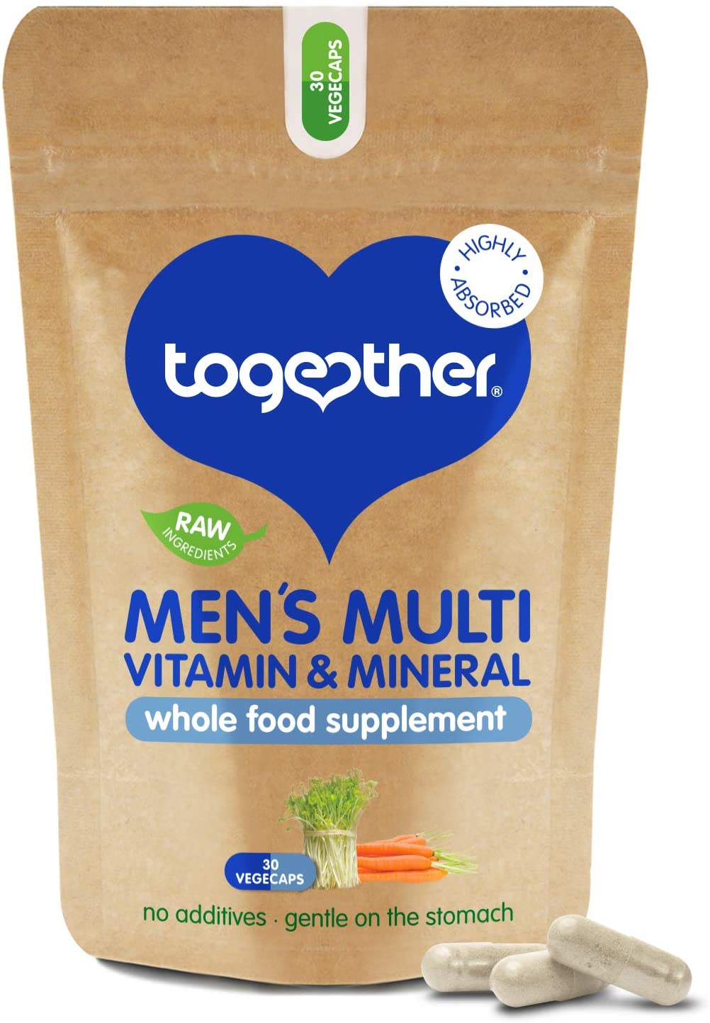 Together Men's Multi Vitamin & Mineral Whole Food Supplement- 30 Vegecaps