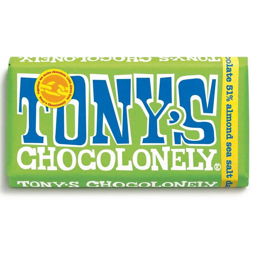 Tony's Chocolonely Dark Choc Almond Sea Salt 180g Bar