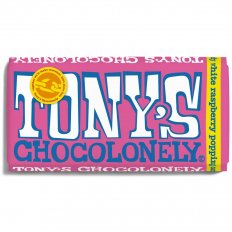 Tony's Chocolonely Milk Choc, Raspberry & Popping Candy 180g Bar
